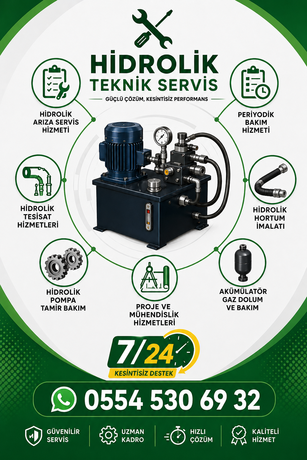 7-24 Hidrolik Pnömatik Destek Merkezi